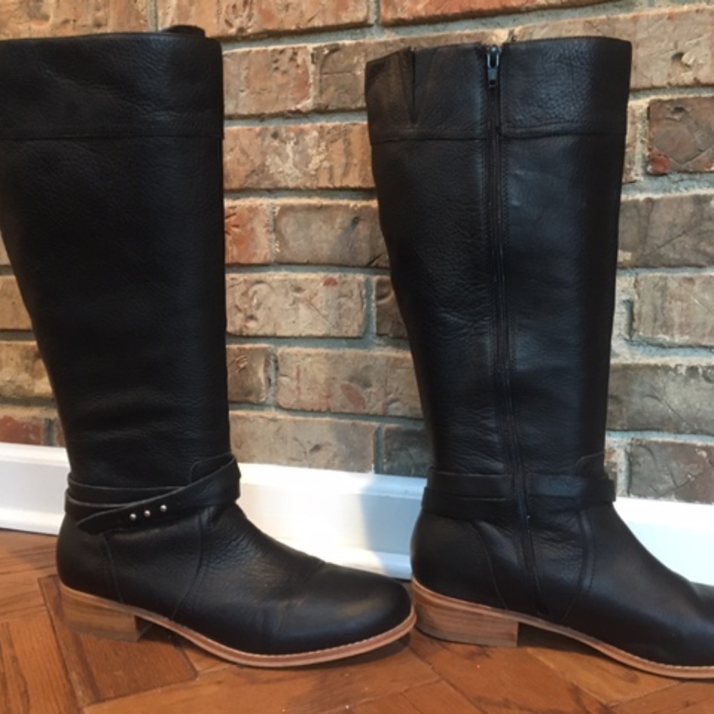 Lands' End Tall Black leather riding boot  9.5